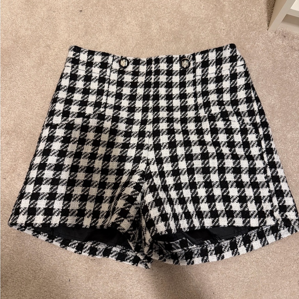 Primark Black and White Checkered High Waist Shorts with matching backpack